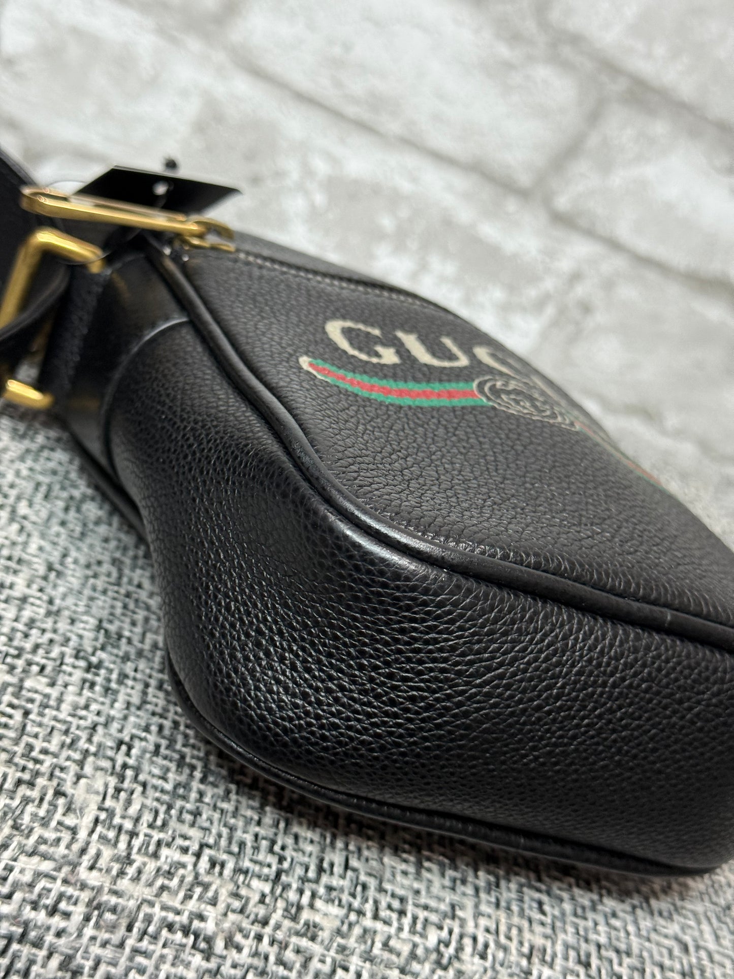 Gucci Web Logo Crossbody Bag in Black