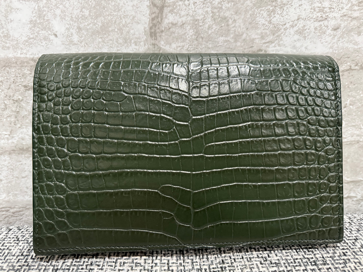 Classic Monogram Tassel Crossbody Bag Crocodile Embossed Leather