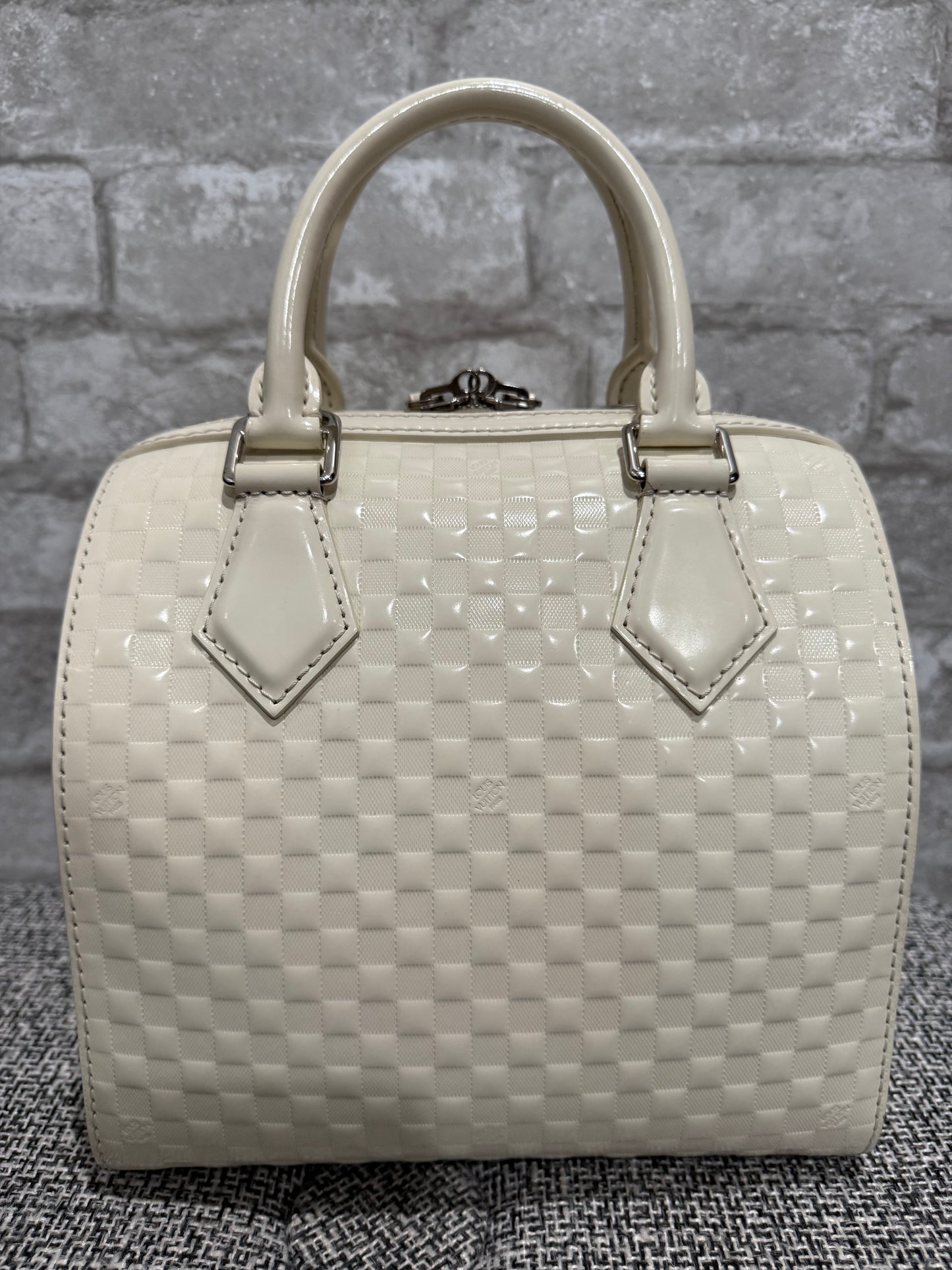 Louis Vuitton 2013 Limited Edition Speedy Cube PM in Damier Facette leather White