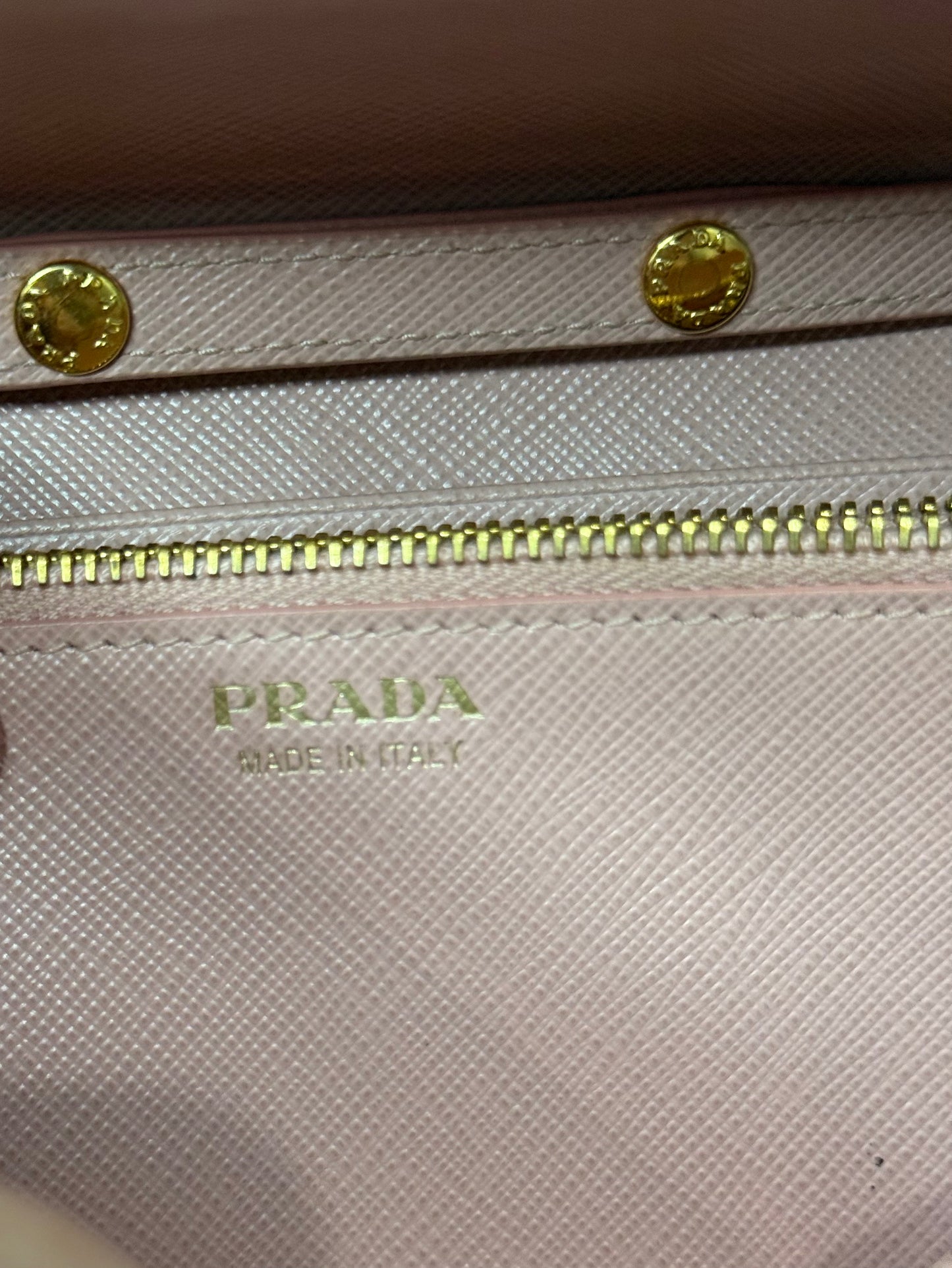 Prada Saffiano Leather Wallet on Chain (WOC) in Light Pink