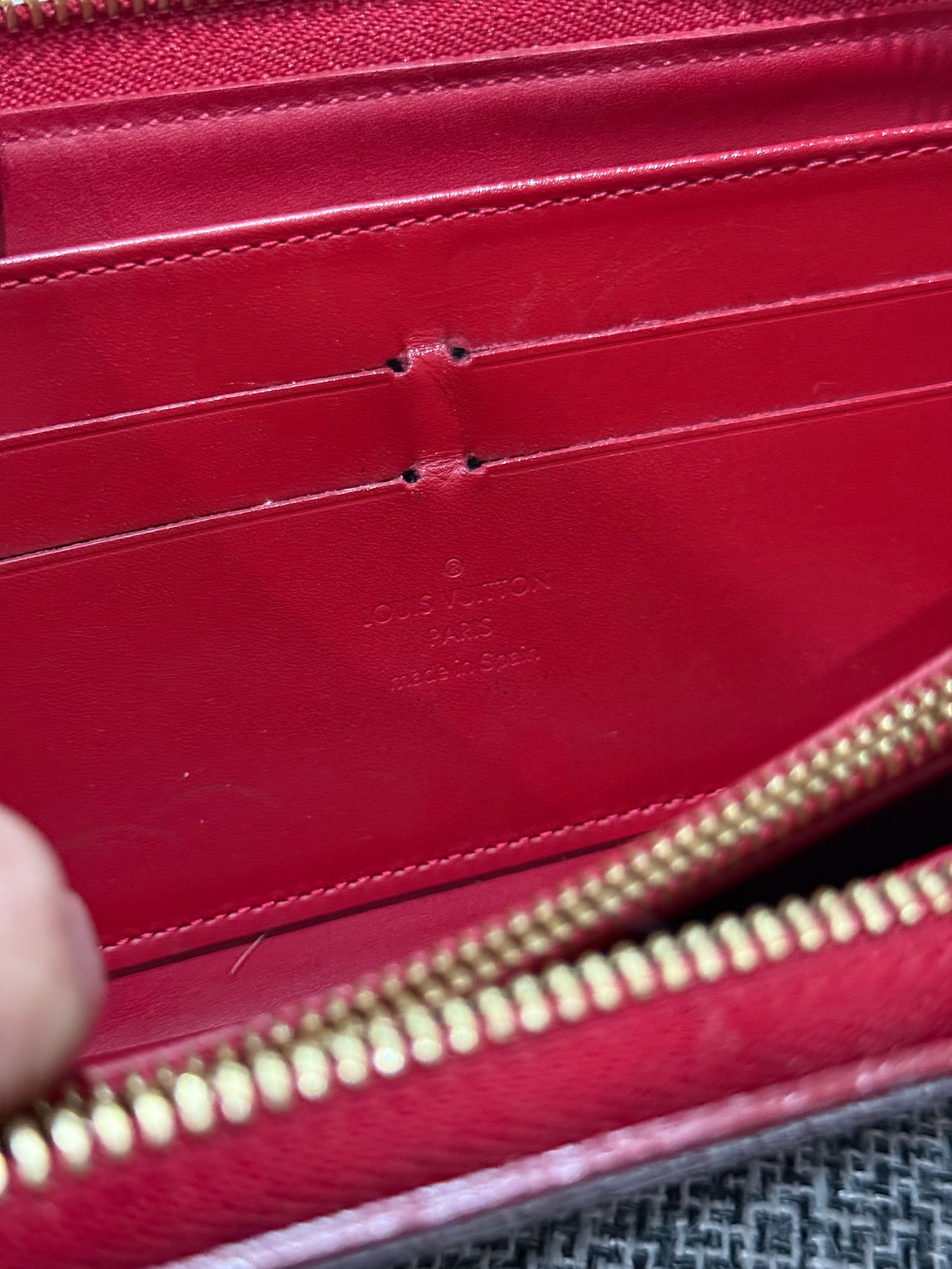 Louis Vuitton 2012 Red Vernis Zippy Wallet in Monogram