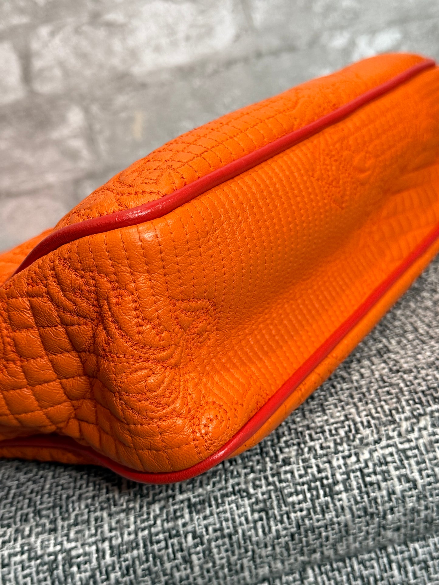 👜 🍊 Versace Orange Micro Vanitas Quilted Leather Shoulder Bag 🍊 👜