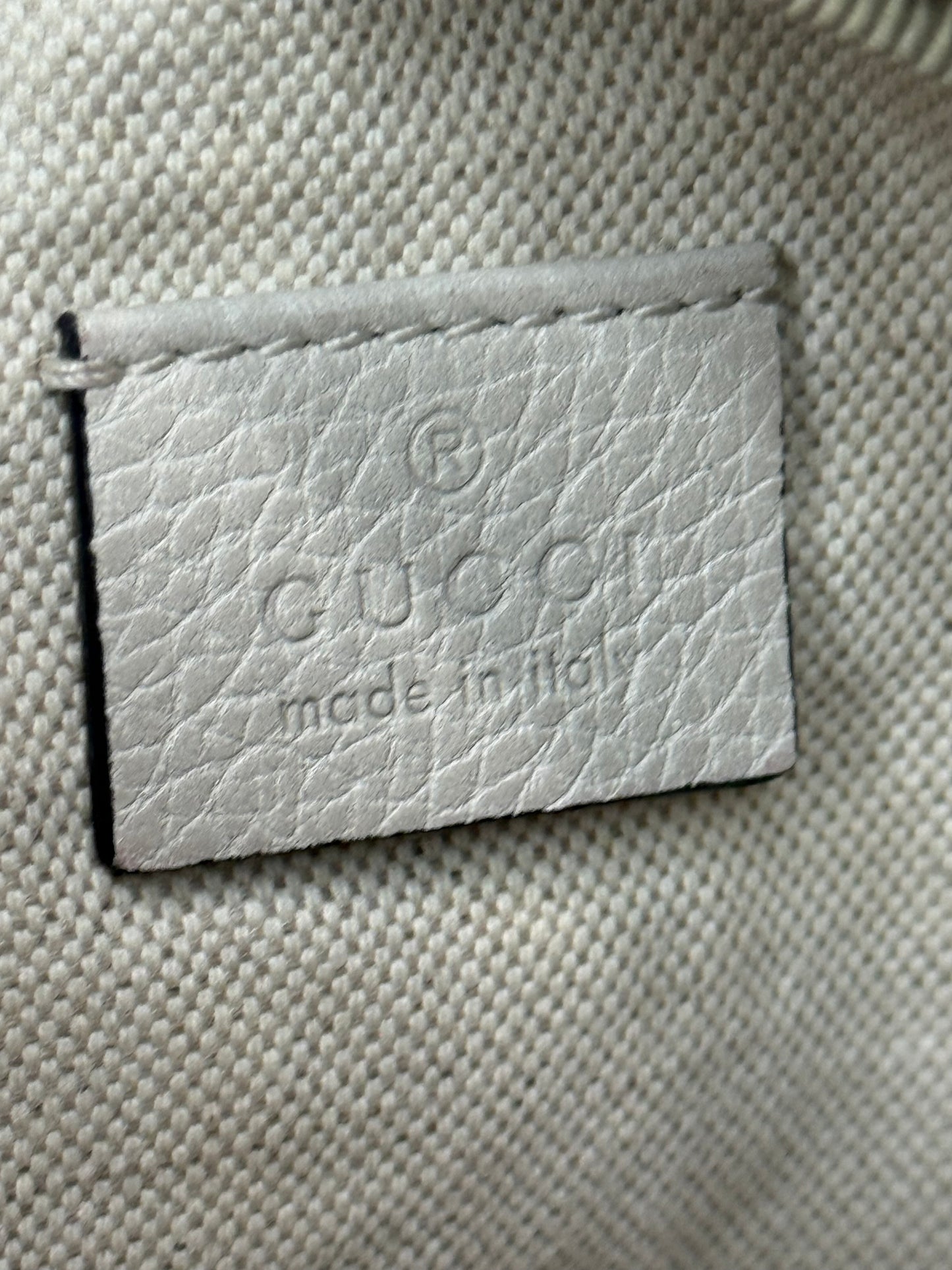 Gucci Small Logo Print Leather Belt Bag in white