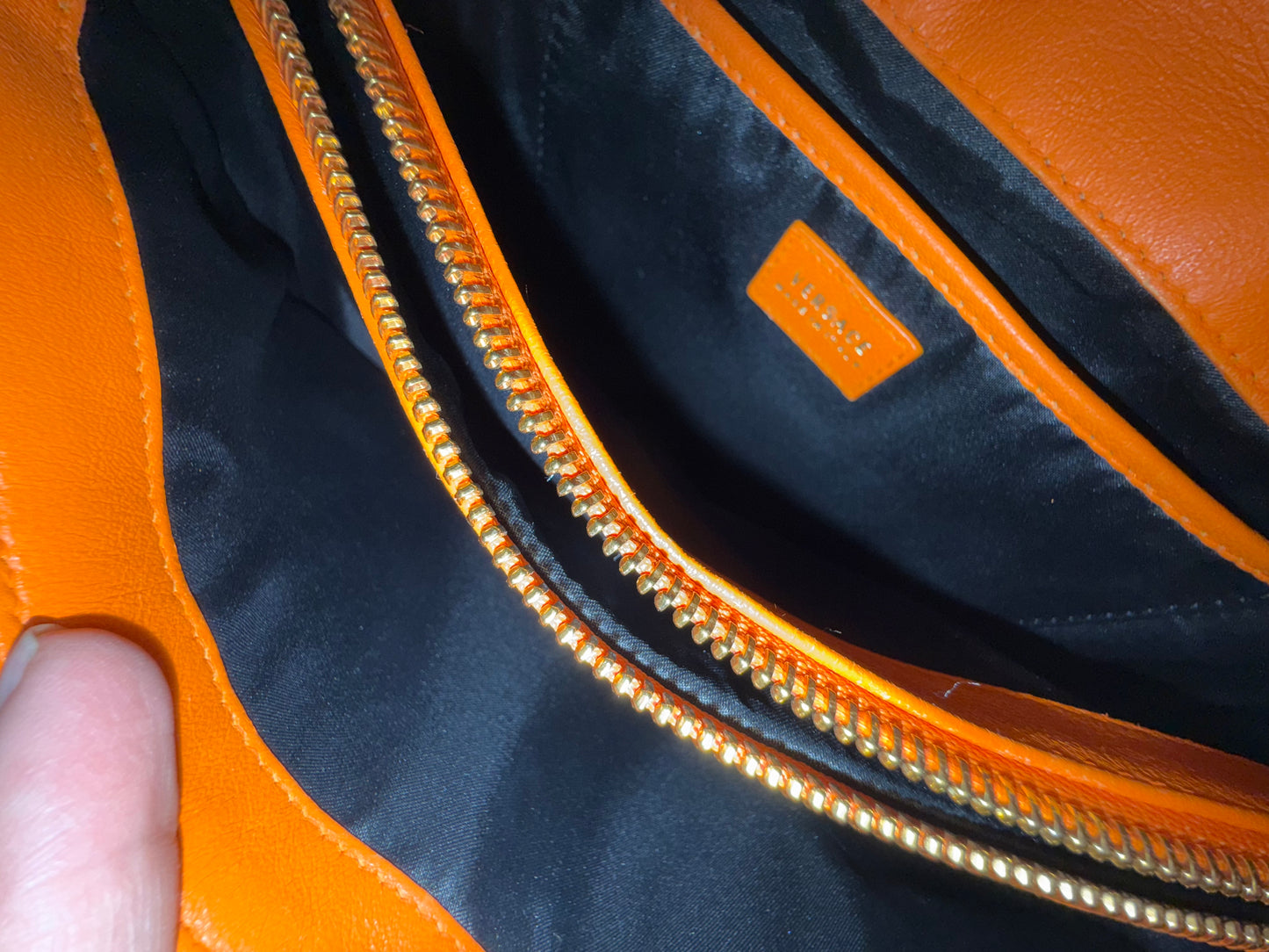 👜 🍊 Versace Orange Micro Vanitas Quilted Leather Shoulder Bag 🍊 👜