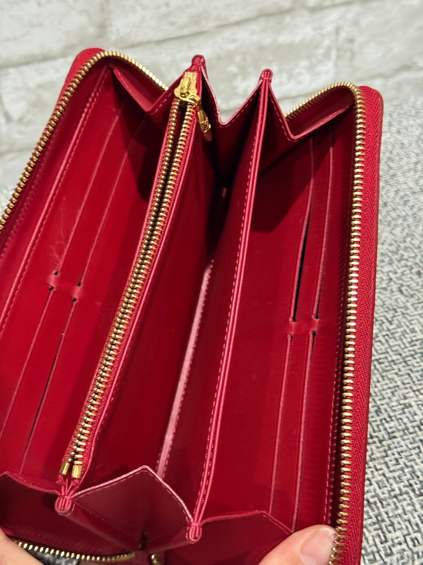 Louis Vuitton 2012 Red Vernis Zippy Wallet in Monogram