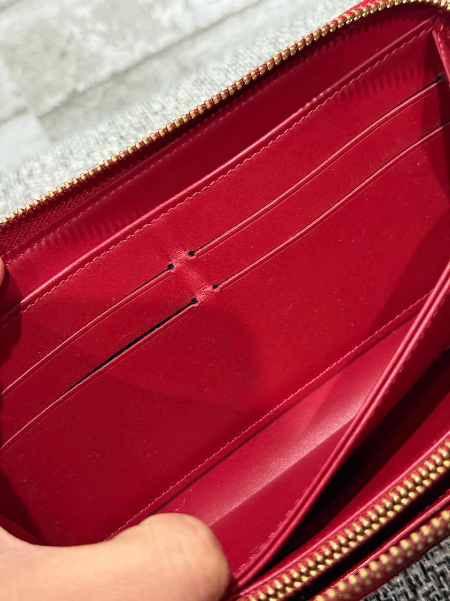 Louis Vuitton 2012 Red Vernis Zippy Wallet in Monogram