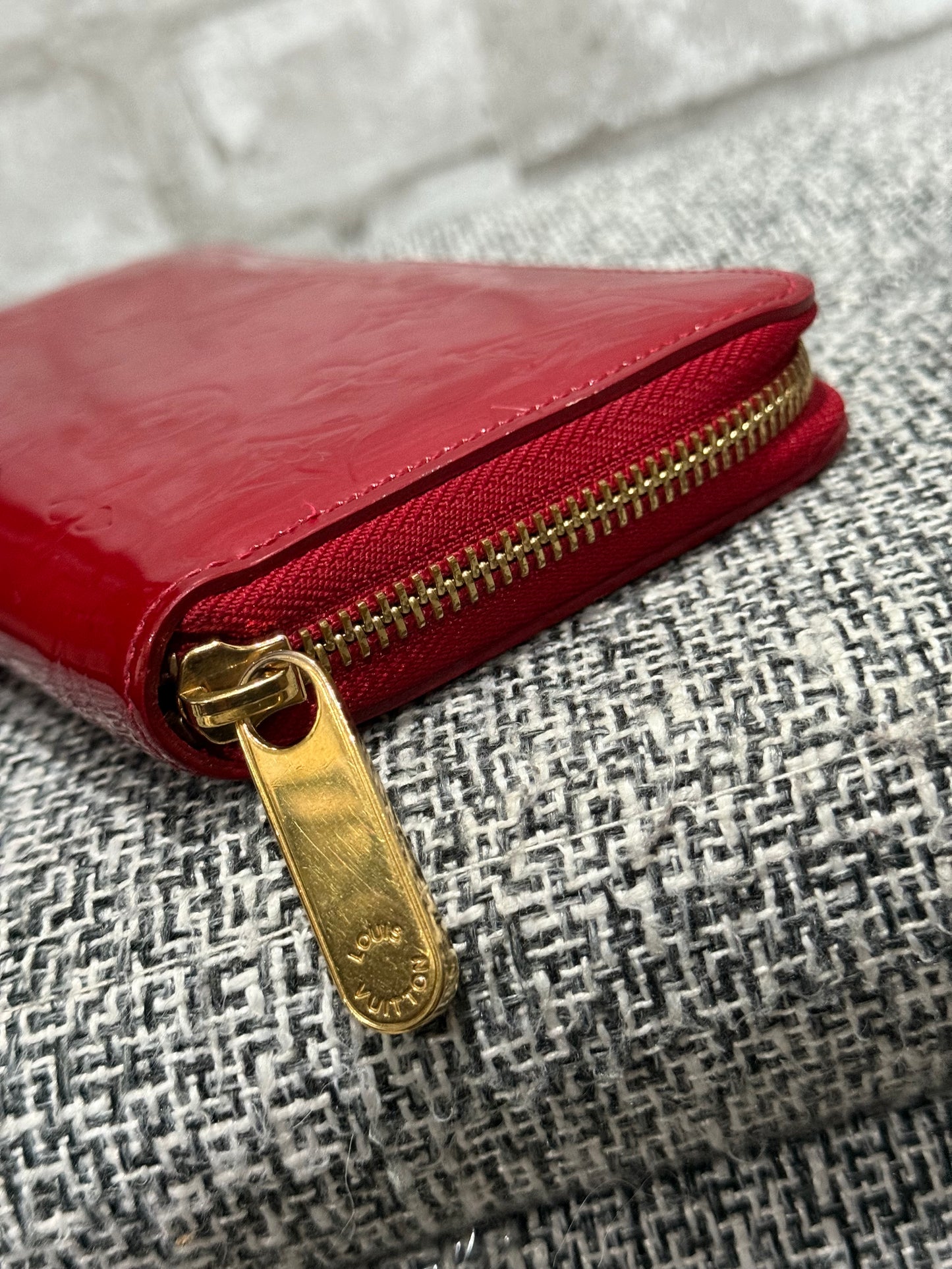 Louis Vuitton 2012 Red Vernis Zippy Wallet in Monogram