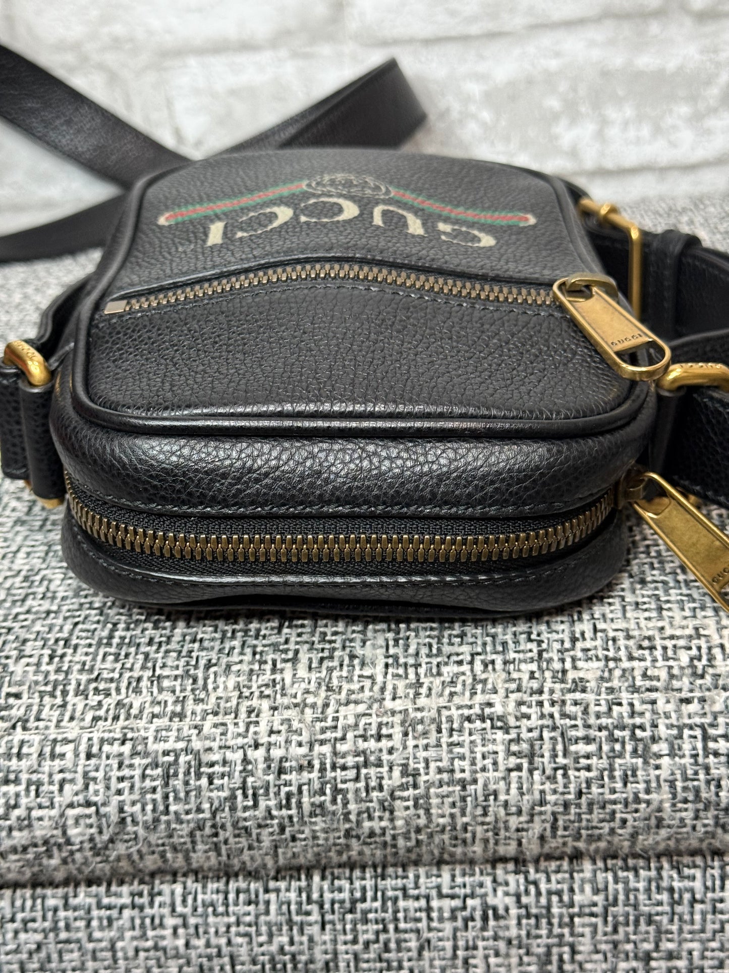 Gucci Web Logo Crossbody Bag in Black