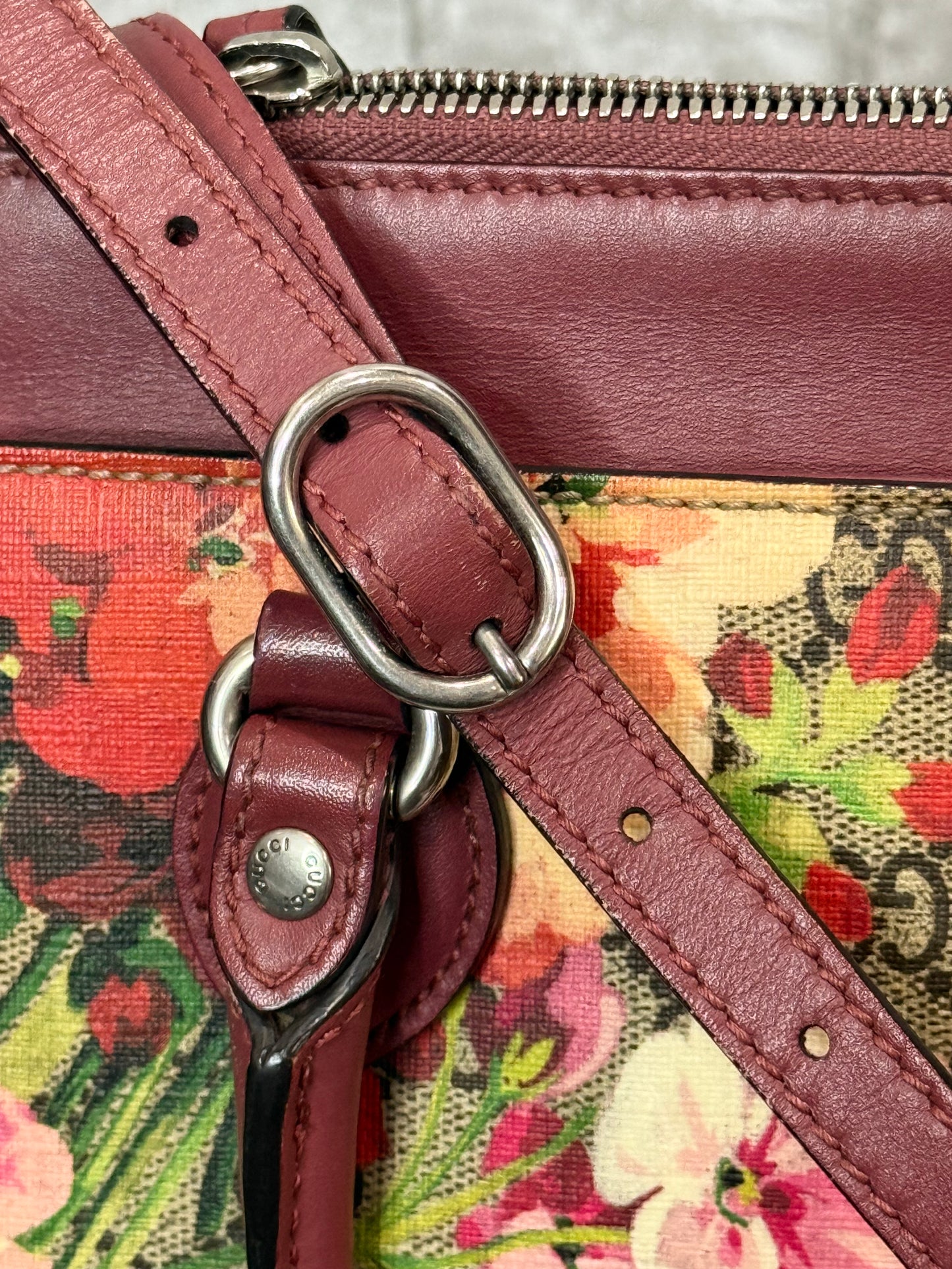 🌷🌸👜Gucci GG Supreme Pink Floral Print Top Handle 🌷🌸👜
