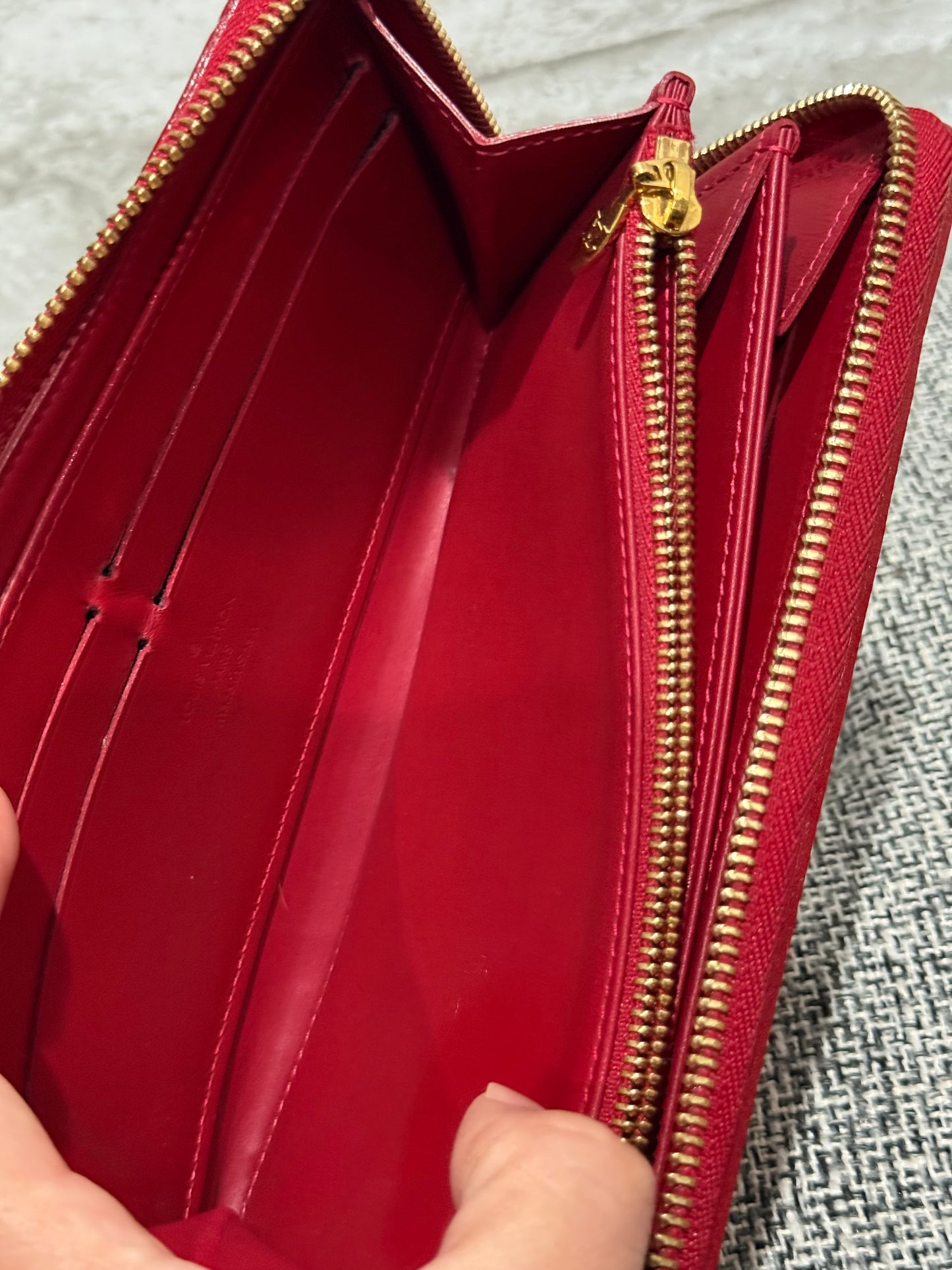 Louis Vuitton 2012 Red Vernis Zippy Wallet in Monogram