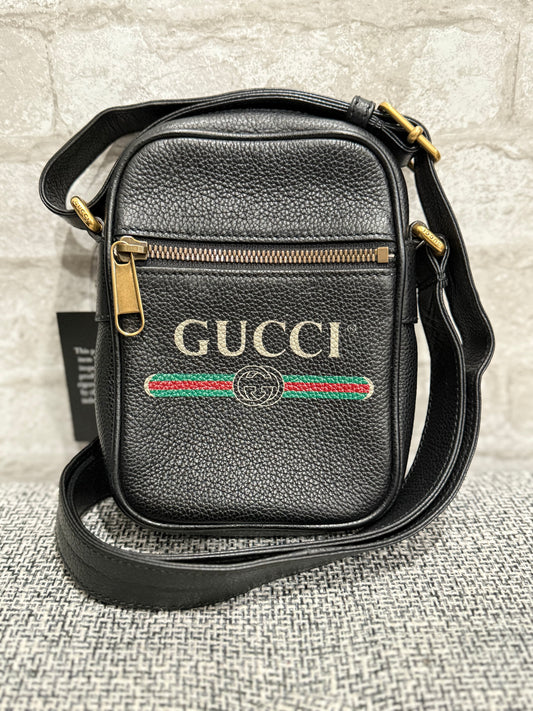 Gucci Web Logo Crossbody Bag in Black