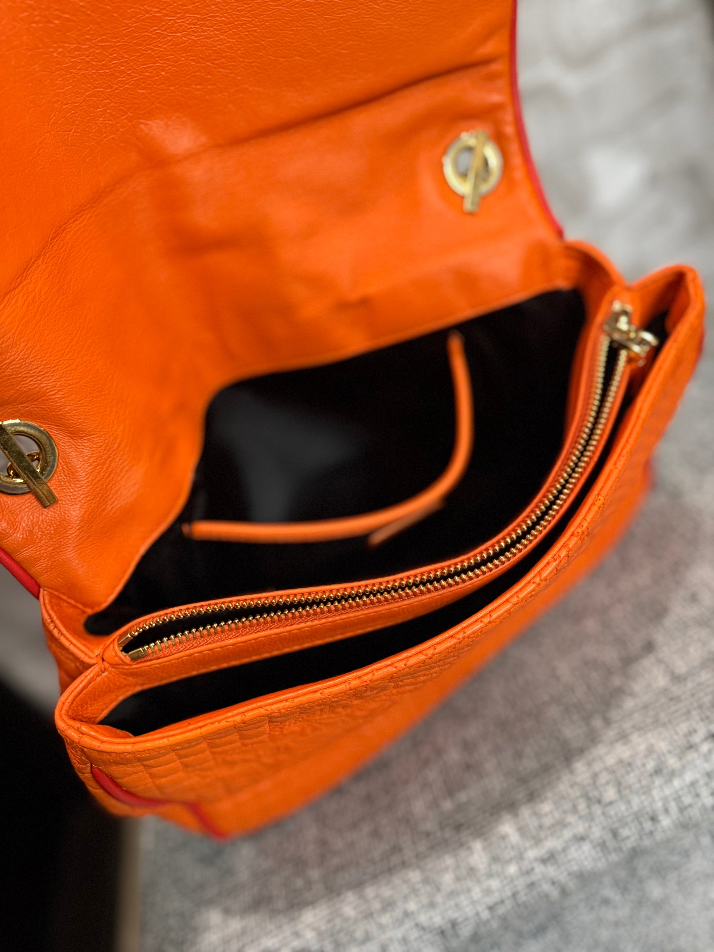 👜 🍊 Versace Orange Micro Vanitas Quilted Leather Shoulder Bag 🍊 👜