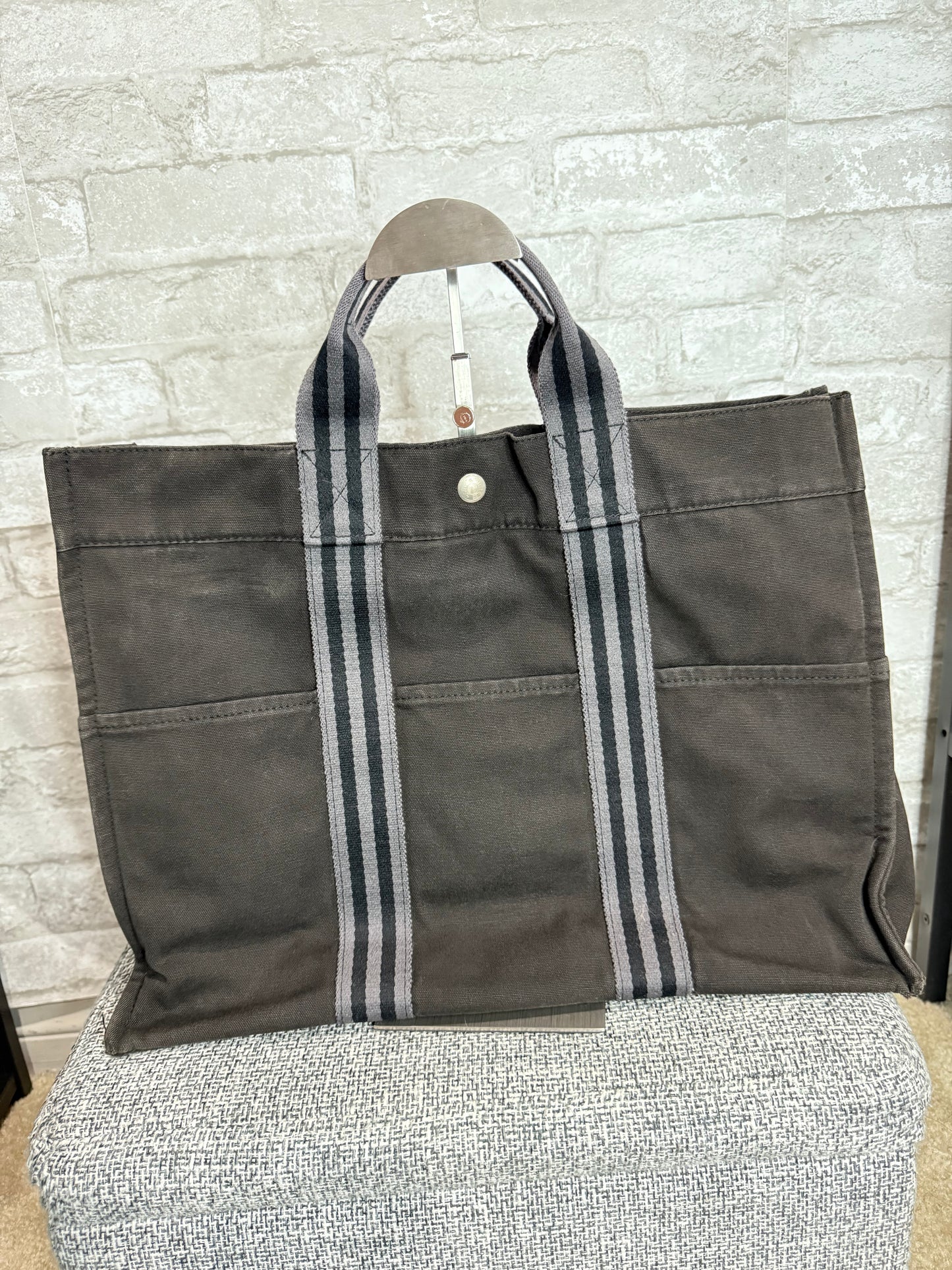 👜 Vintage Hermes Cotton Canvas Shopper Tote Bag 👜