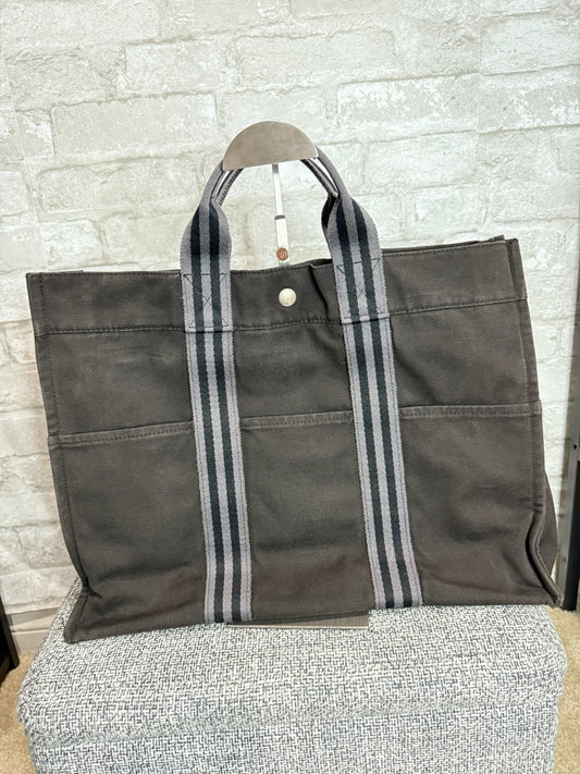 👜 Vintage Hermes Cotton Canvas Shopper Tote Bag 👜